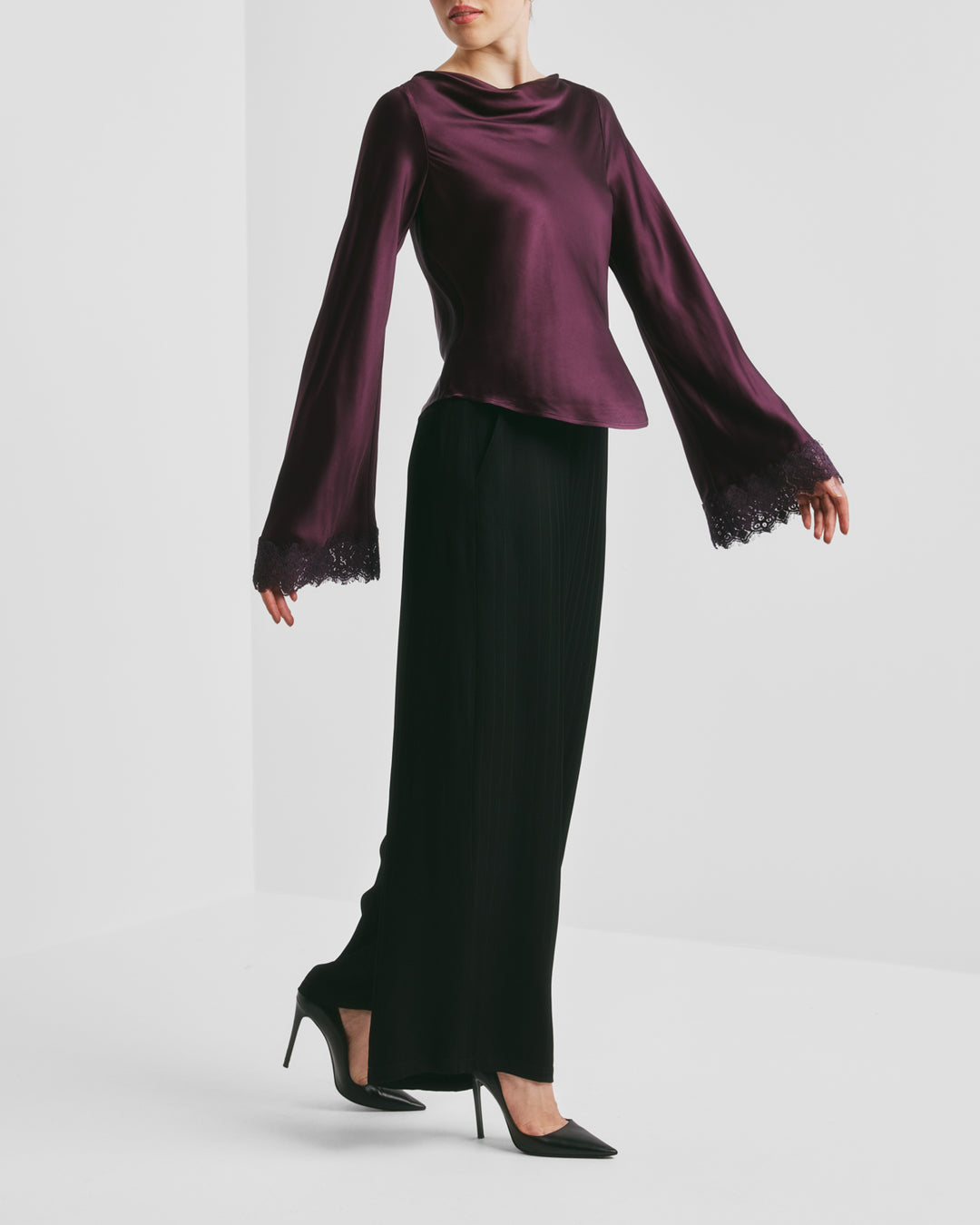 Satin Drape Top Burgundy
