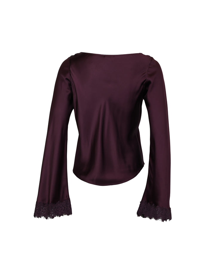 Satin Drape Top Burgundy