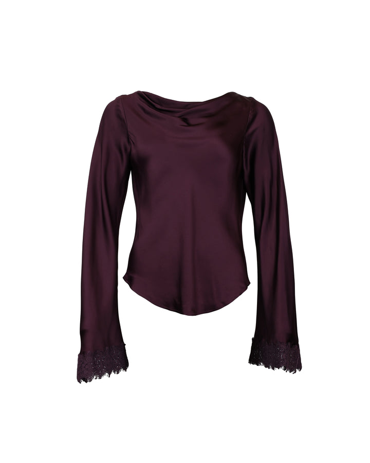 Satin Drape Top Burgundy