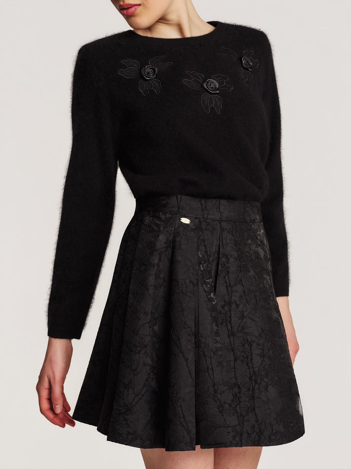 Brocade Mini Skirt Black