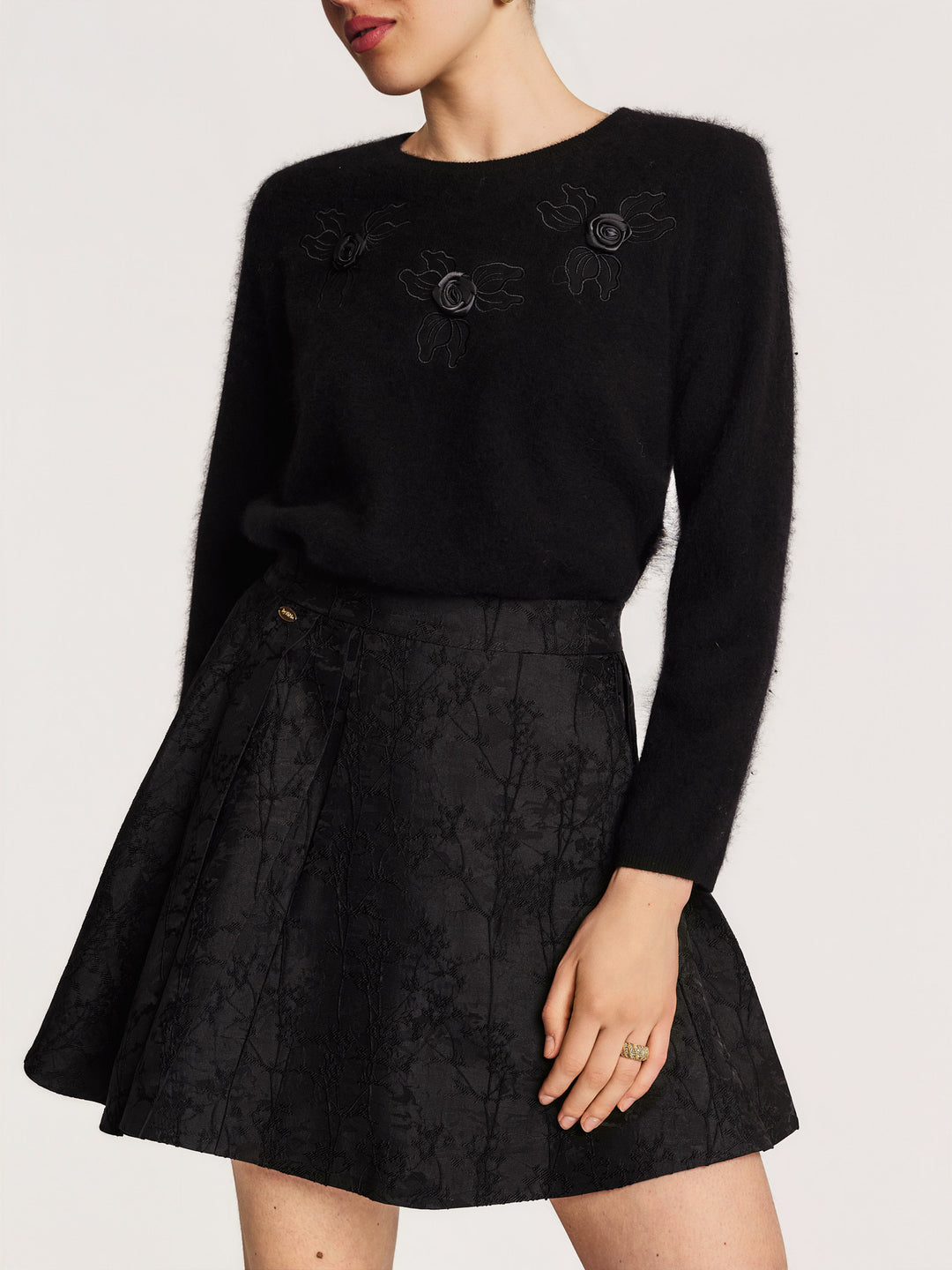 Brocade Mini Skirt Black