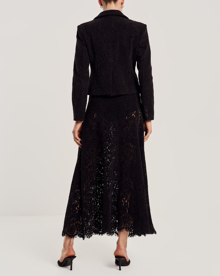 Lace Velvet Skirt Black