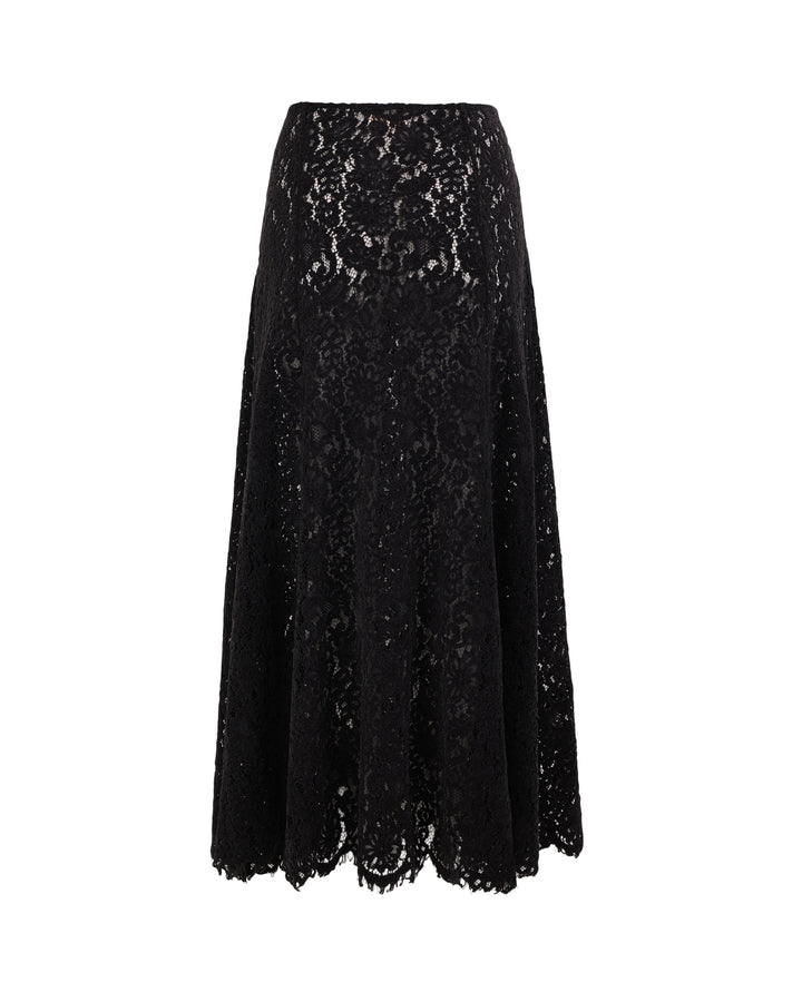 Lace Velvet Skirt Black
