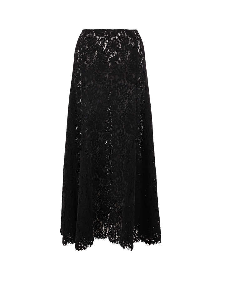 Lace Velvet Skirt Black