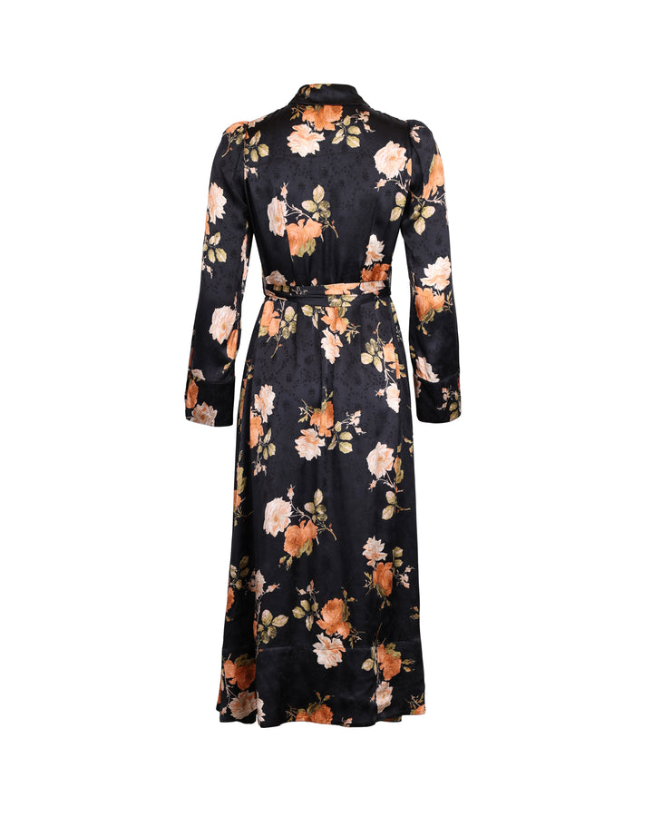 Jacquard Tieband Dress Midnight Roses