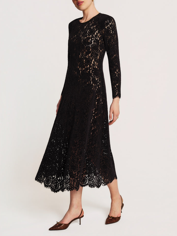 Lace Velvet Gown Black