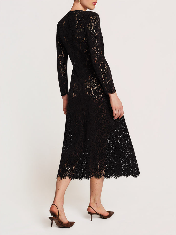 Lace Velvet Gown Black