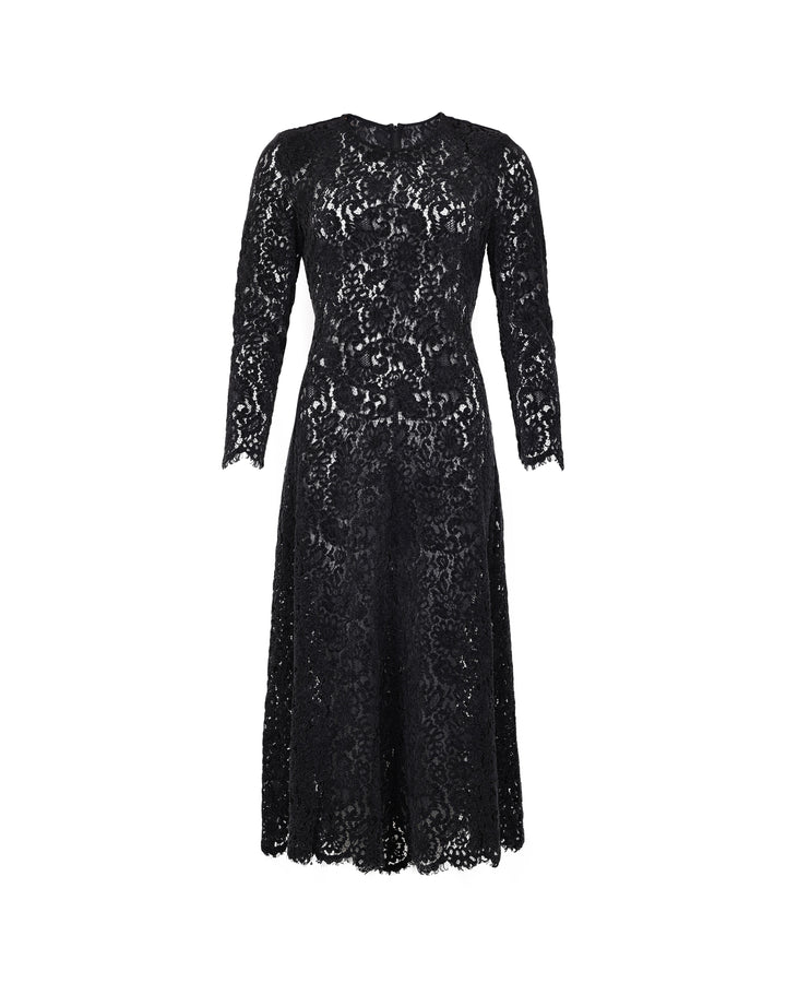Lace Velvet Gown Black