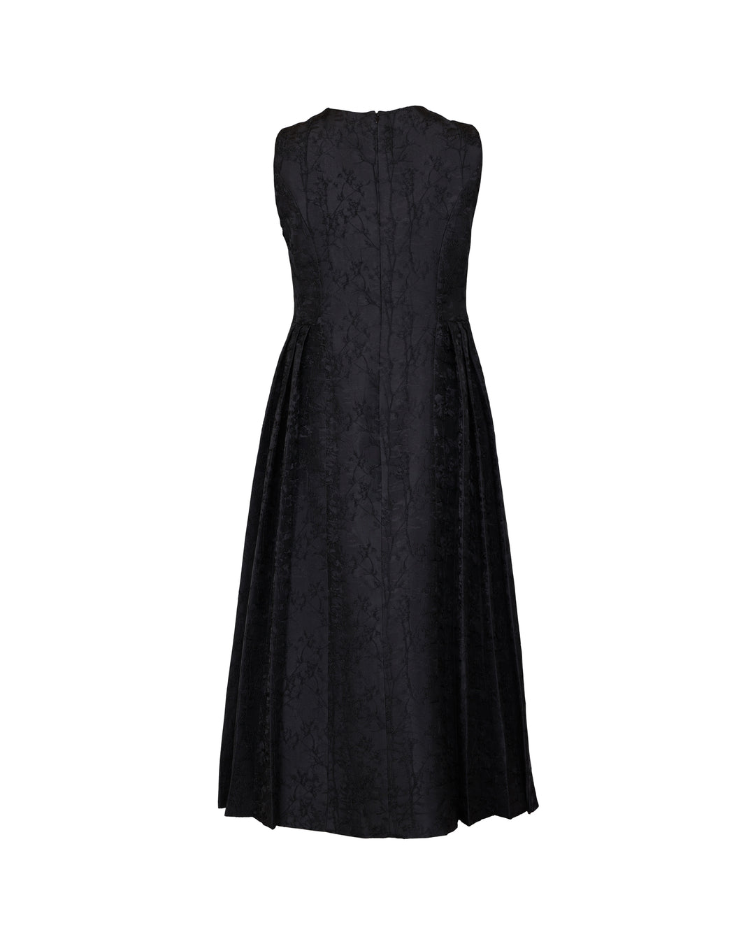 Brocade Pleated Midi Dress Black