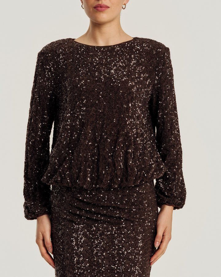 Beaded Blouse Chocolate