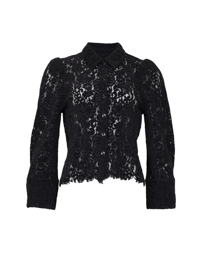 Lace Velvet Shirt Black
