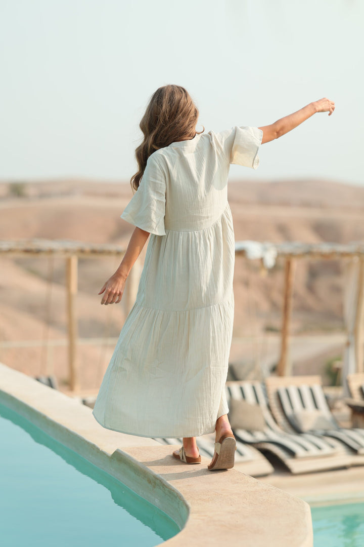 Casablanca Long Dress White Swan