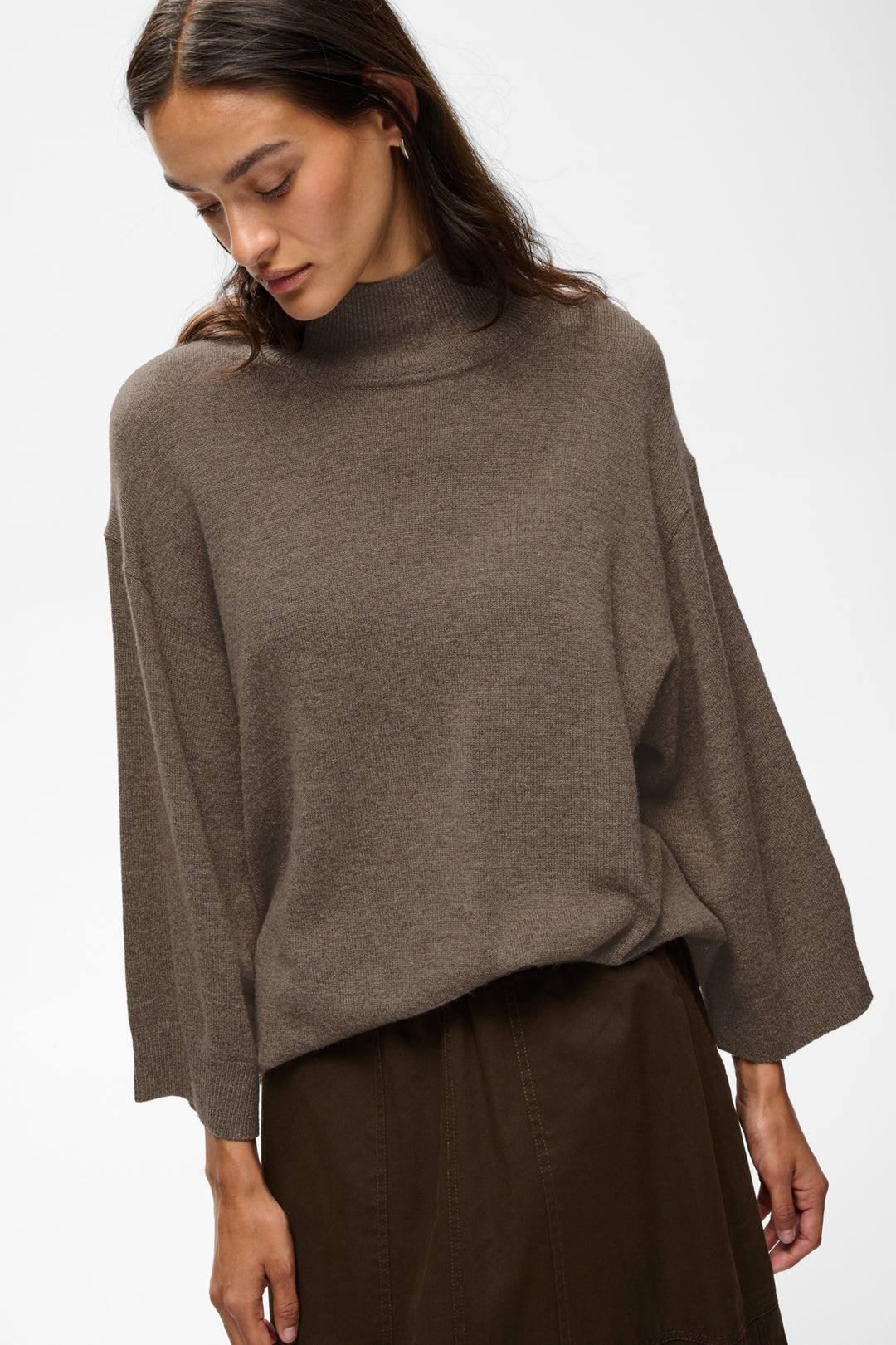 Tallyiw Monika Highneck Chocolate Brown Melange