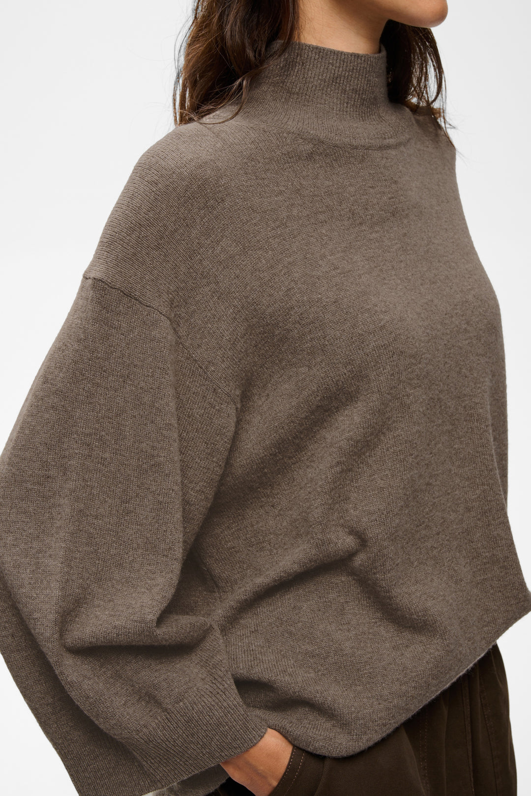 Tallyiw Monika Highneck Chocolate Brown Melange