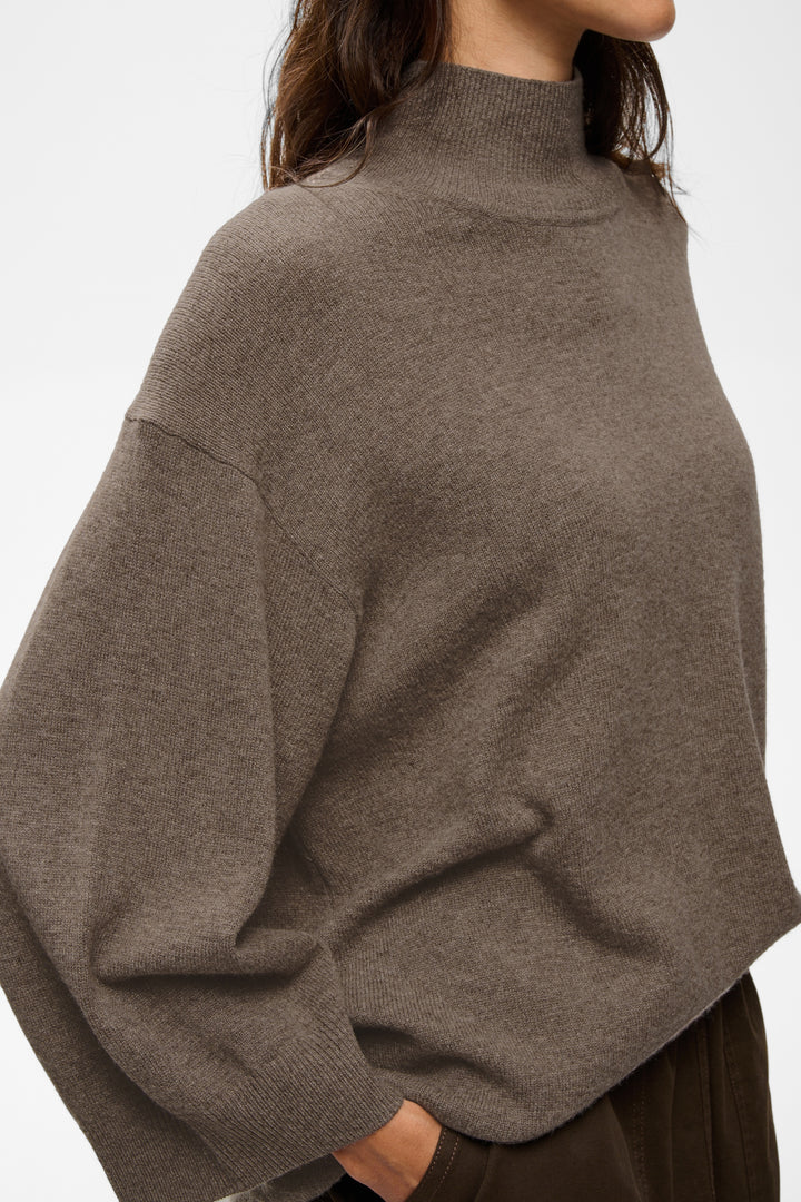 Tallyiw Monika Highneck Chocolate Brown Melange