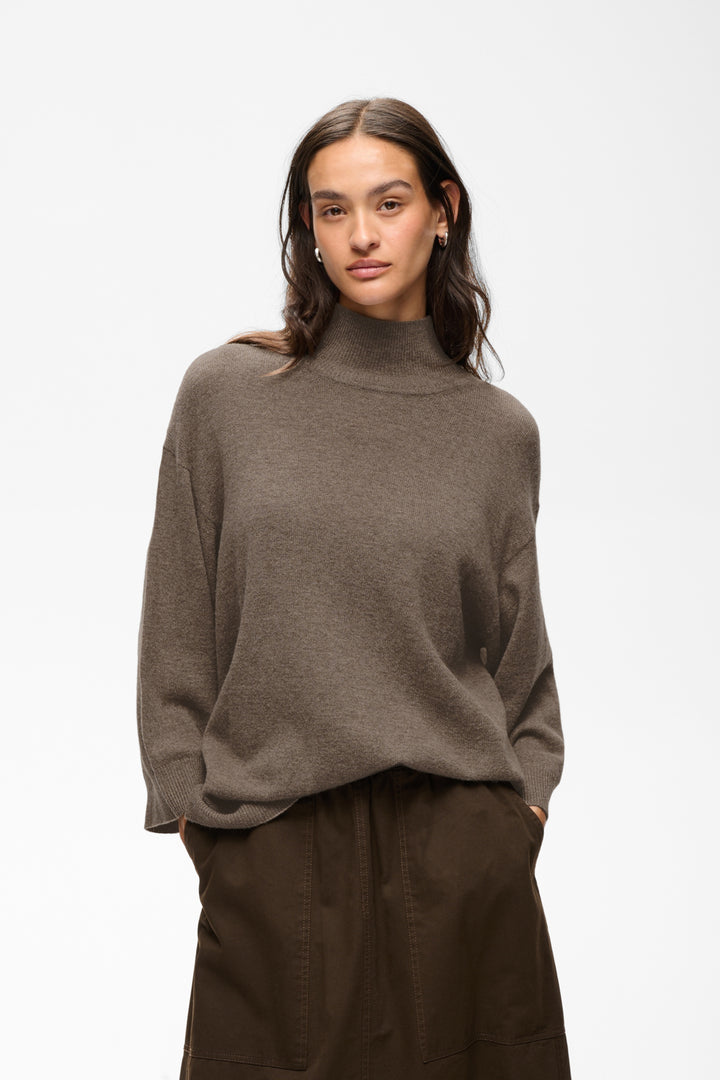 Tallyiw Monika Highneck Chocolate Brown Melange
