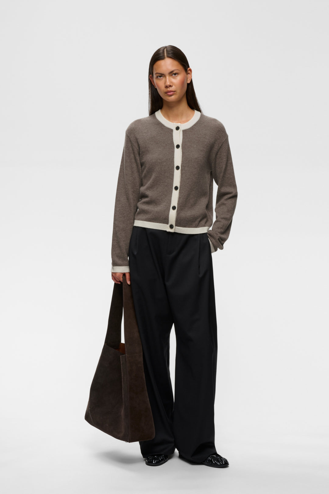 Tallyiw Monika Cardigan Chocolate Brown Melange