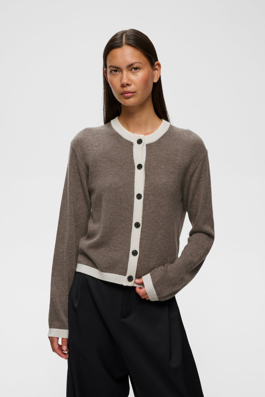 Tallyiw Monika Cardigan Chocolate Brown Melange