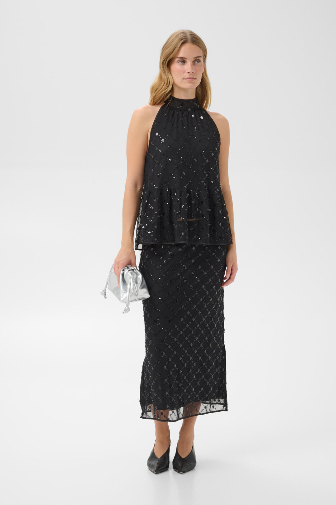 Vivika Skirt Black Placed Sequins