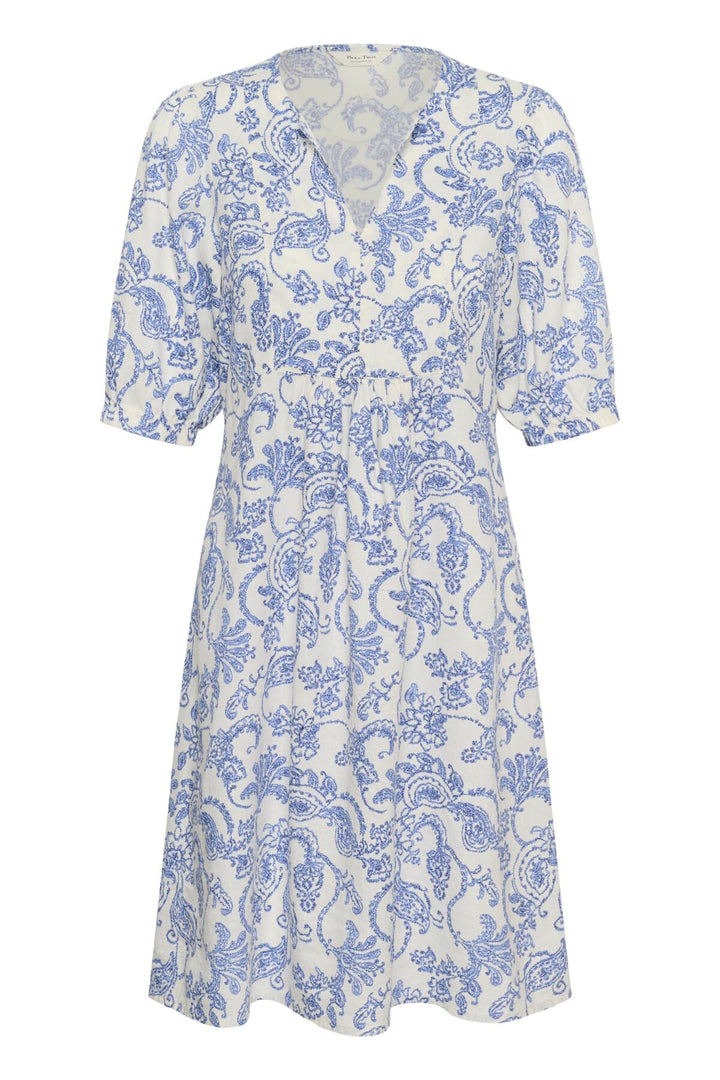 Benete Dress Blue Dot Paisley Print