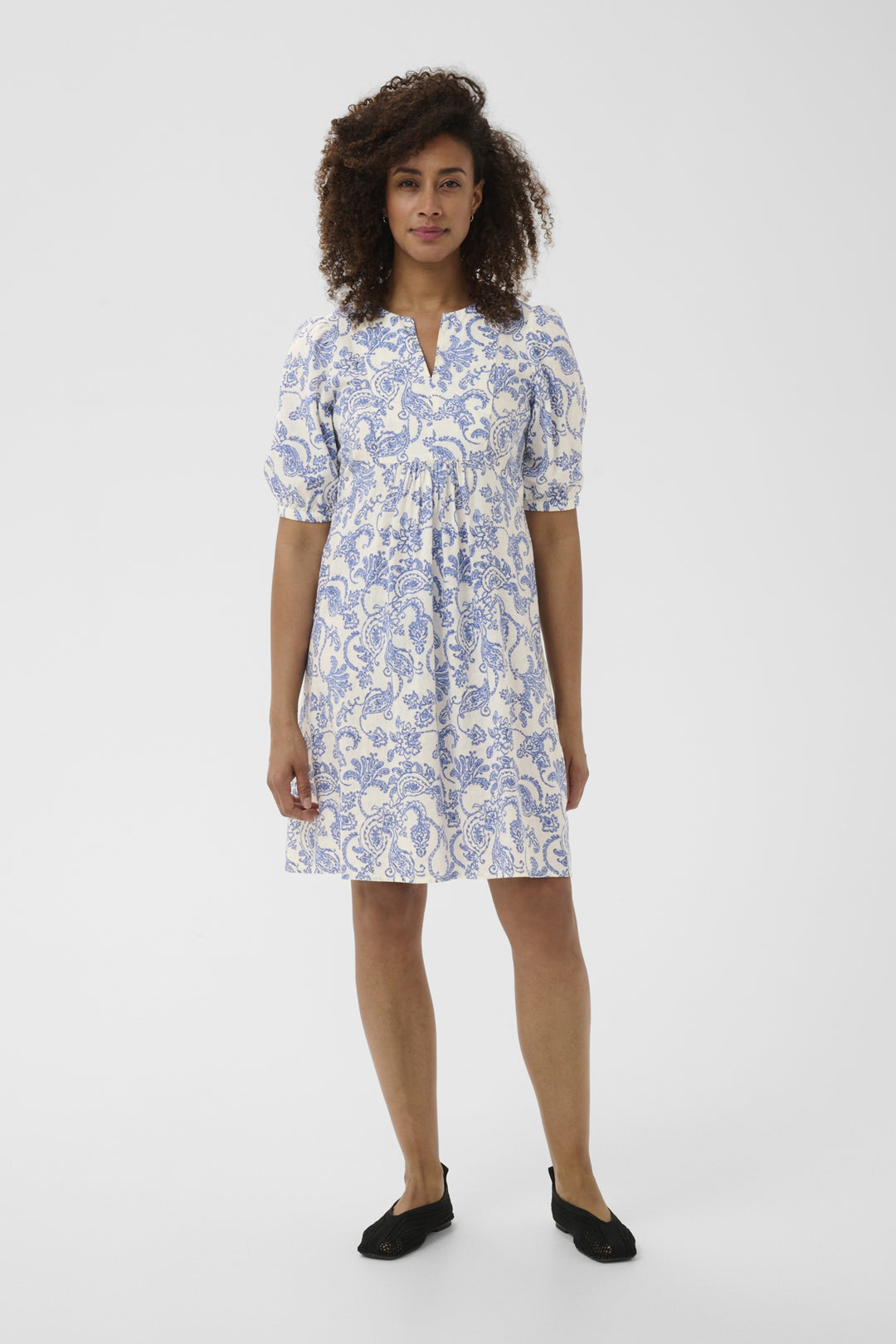 Benete Dress Blue Dot Paisley Print