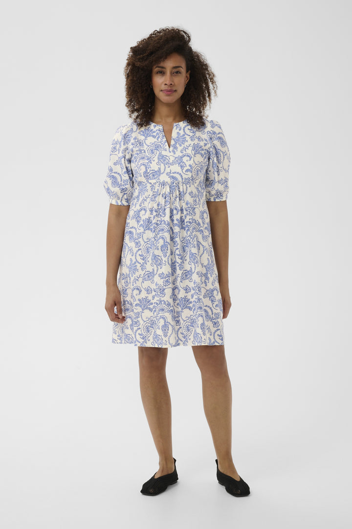 Benete Dress Blue Dot Paisley Print