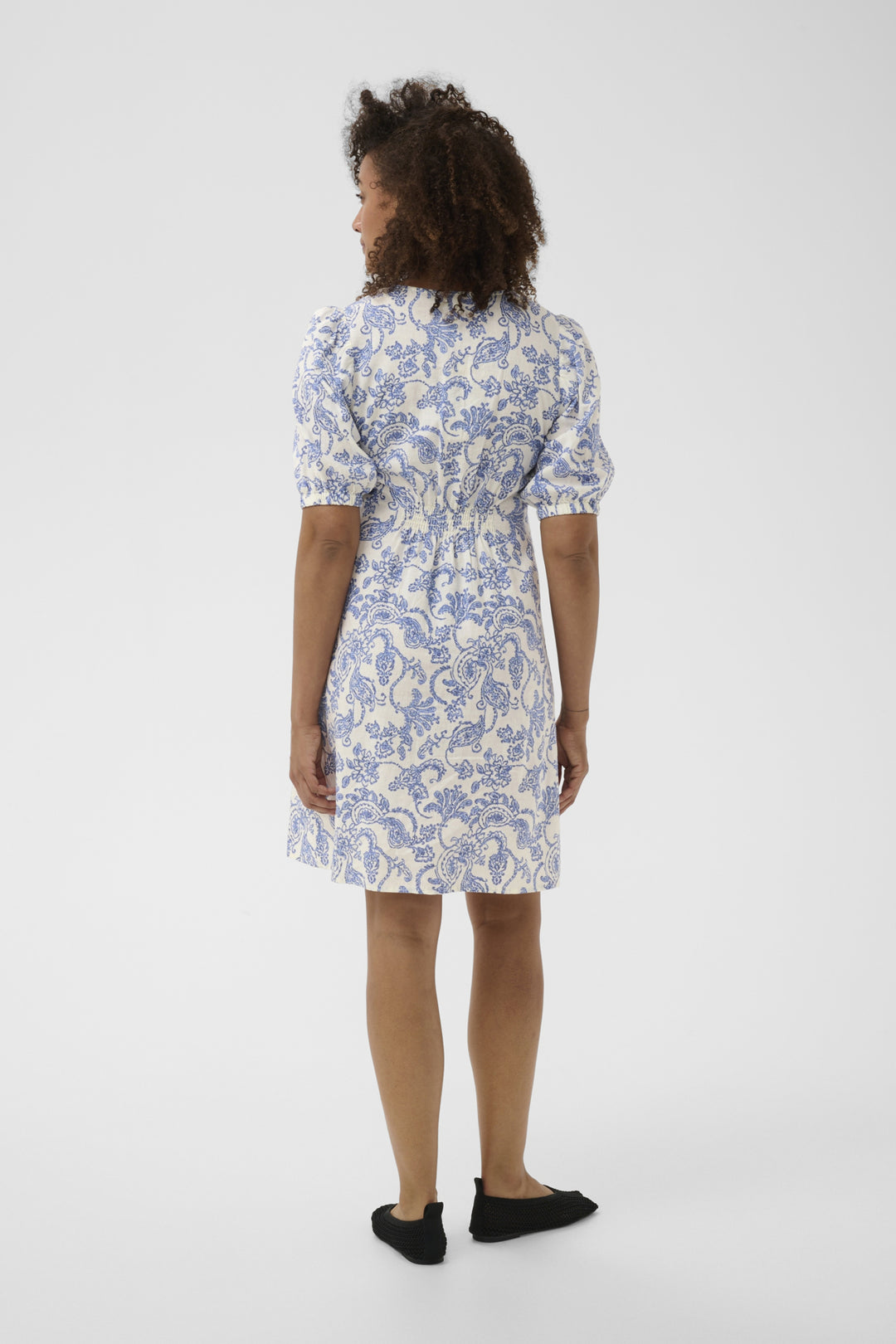 Benete Dress Blue Dot Paisley Print