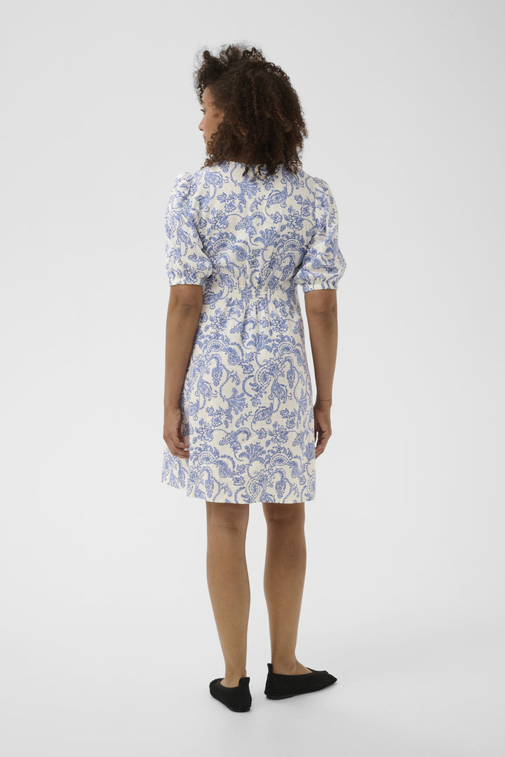 Benete Dress Blue Dot Paisley Print