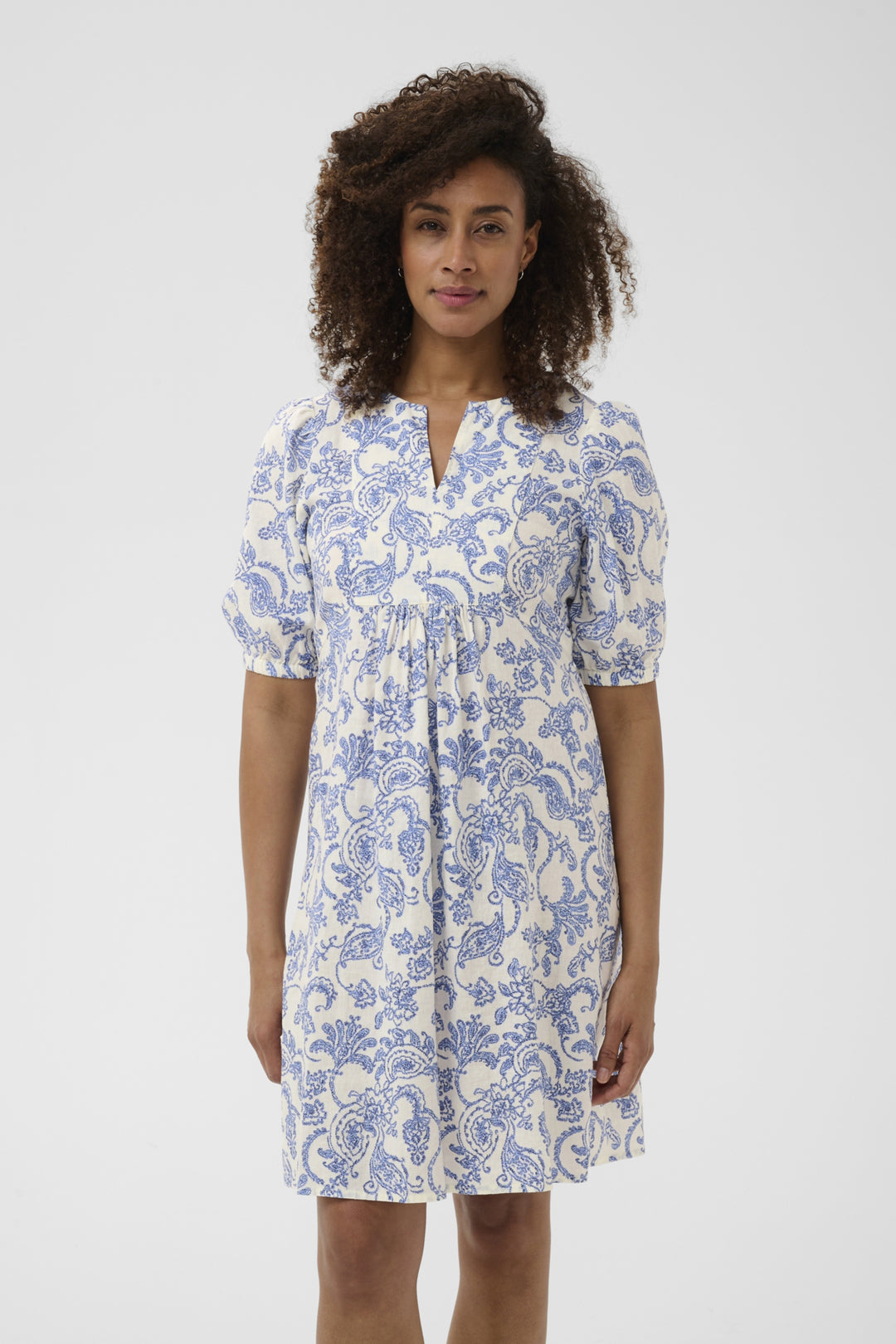 Benete Dress Blue Dot Paisley Print