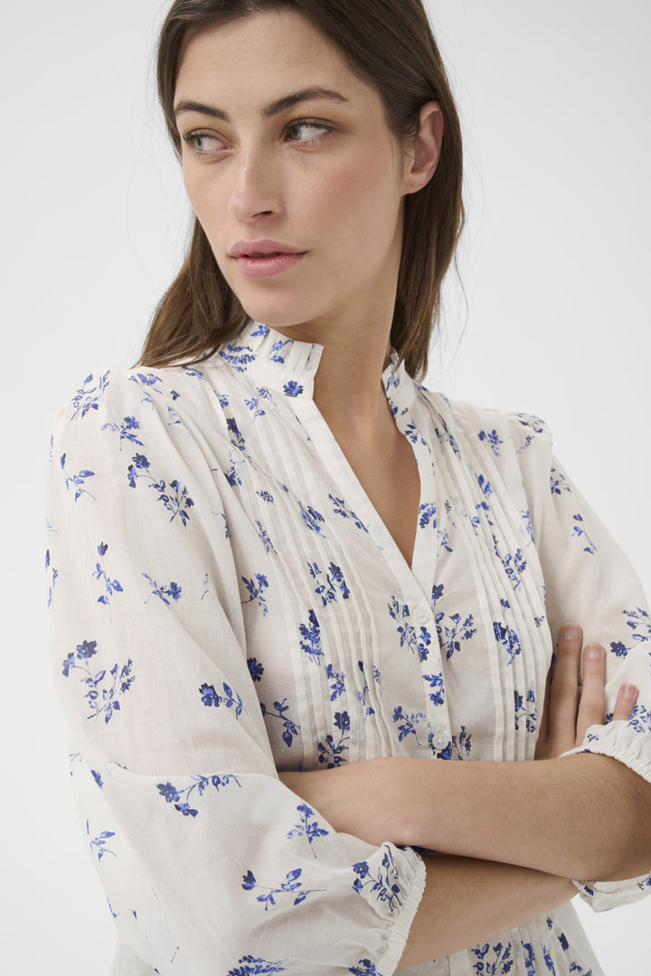 Brith Blouse Blue Bouquet Print