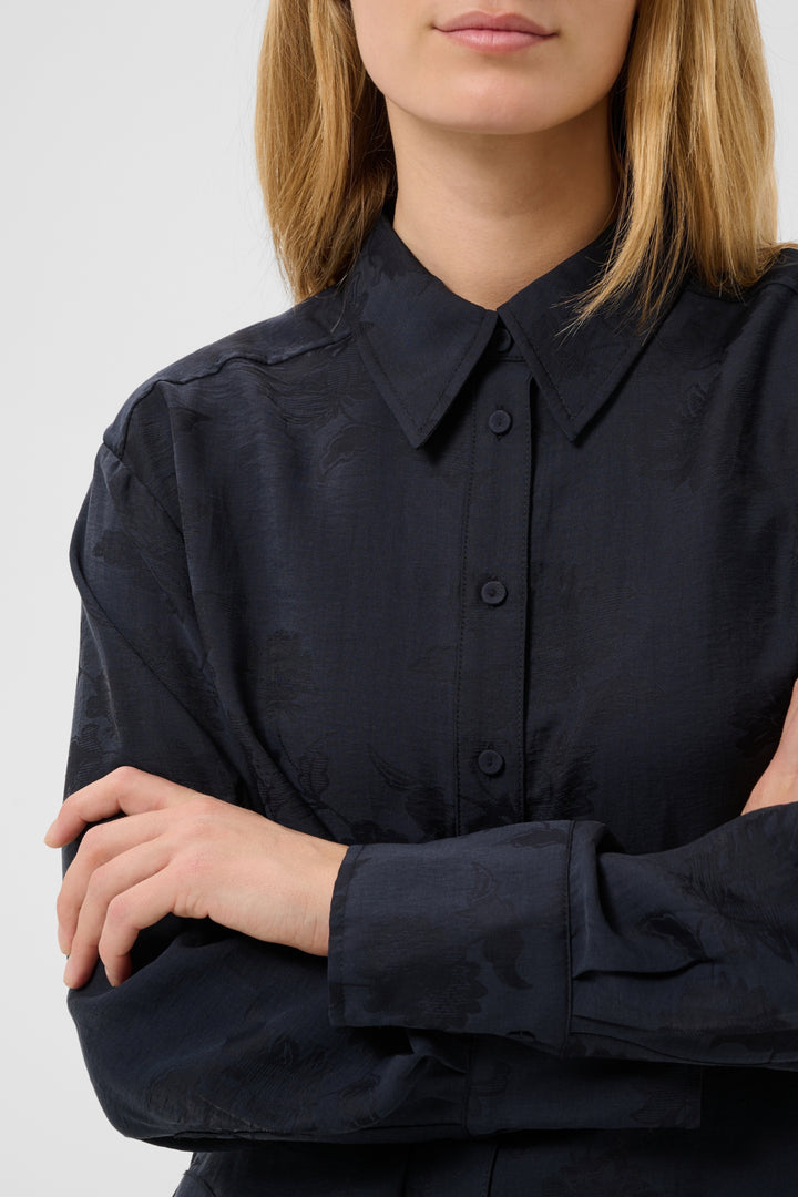 Carolla Shirt Dark Navy Flower Jaquard
