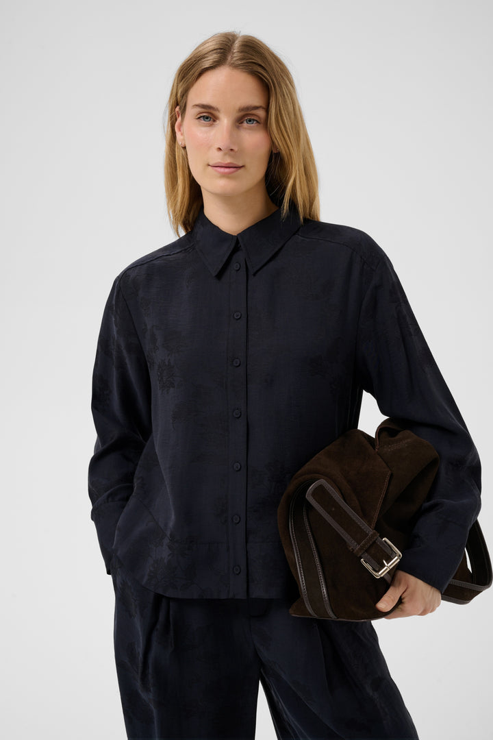 Carolla Shirt Dark Navy Flower Jaquard
