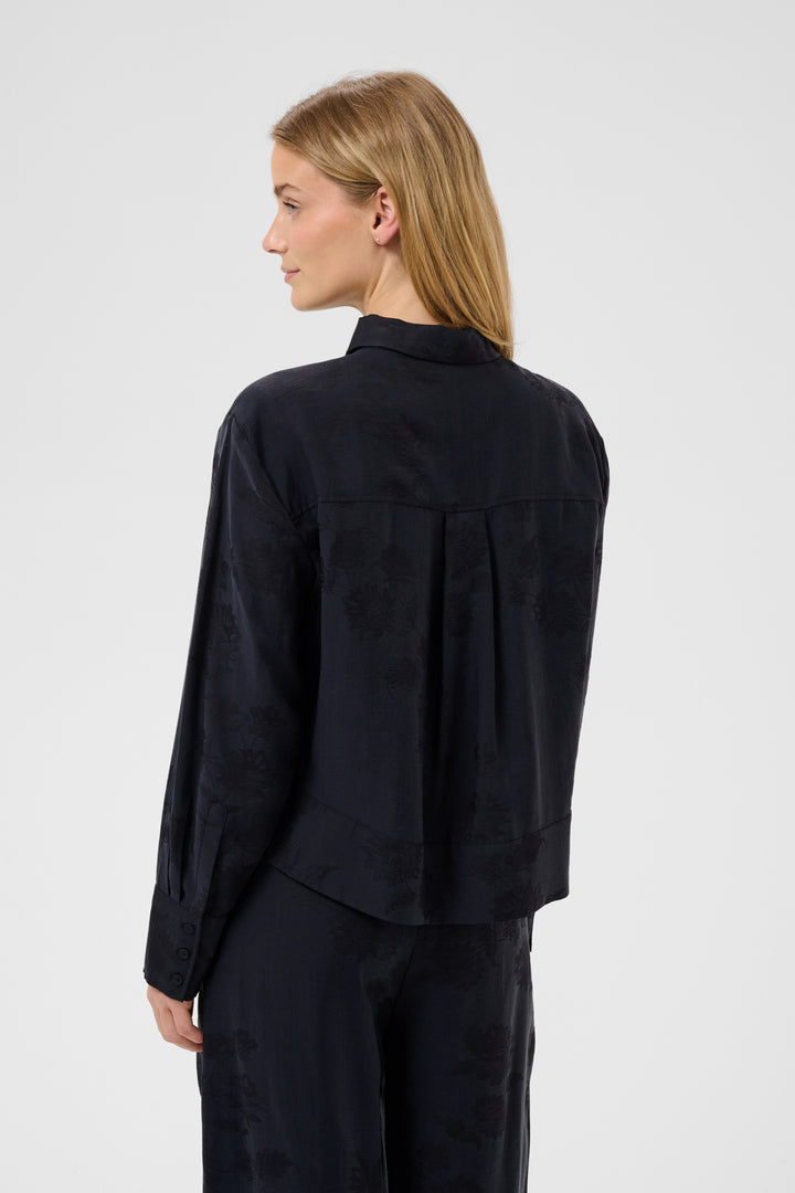 Carolla Shirt Dark Navy Flower Jaquard