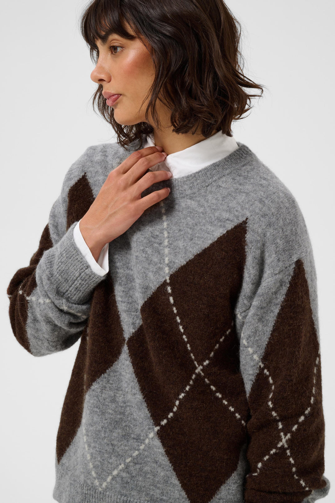 Sorayas Pullover Brown/Grey Check