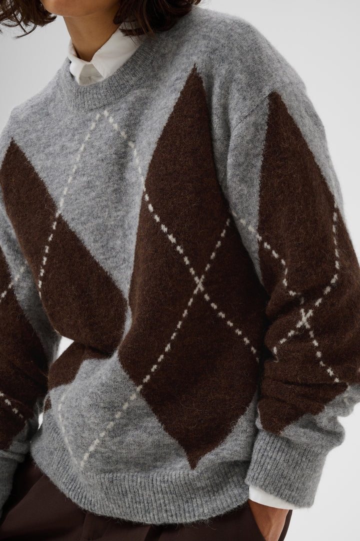 Sorayas Pullover Brown/Grey Check