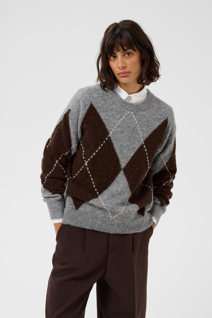 Sorayas Pullover Brown/Grey Check