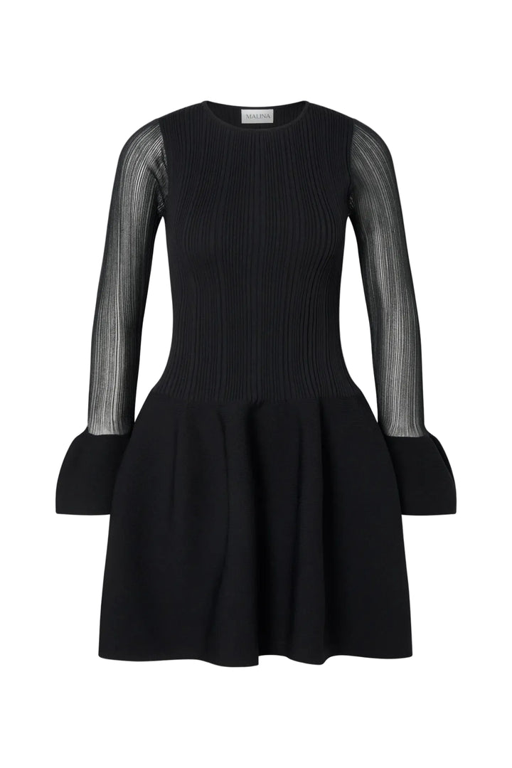 Elona Voluminous Skirt Knitted Mini Dress Black