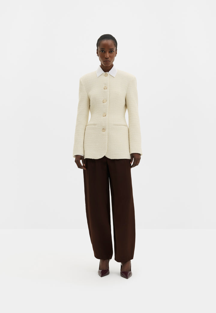 Carol Fitted Boucle Blazer Vanilla