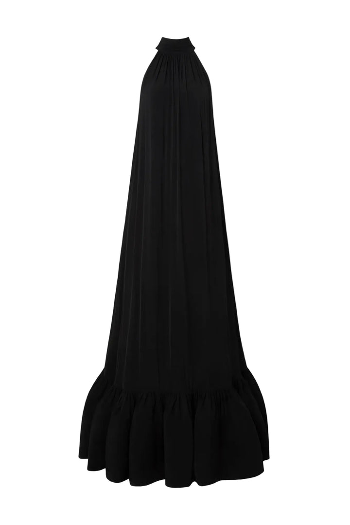 Lykke Halterneck Ruffled Maxi Dress Black