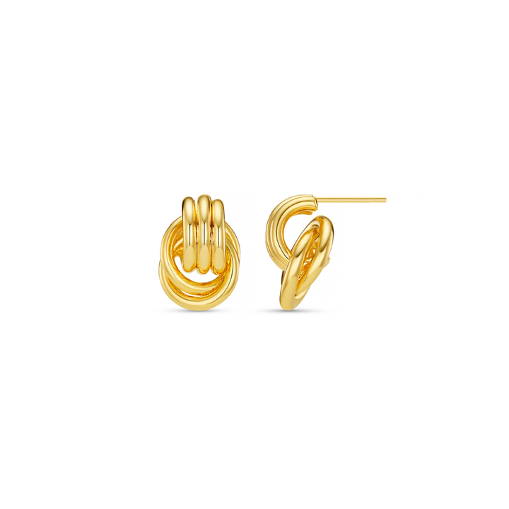 Mini Interlocking Stud Earrings Pale Gold