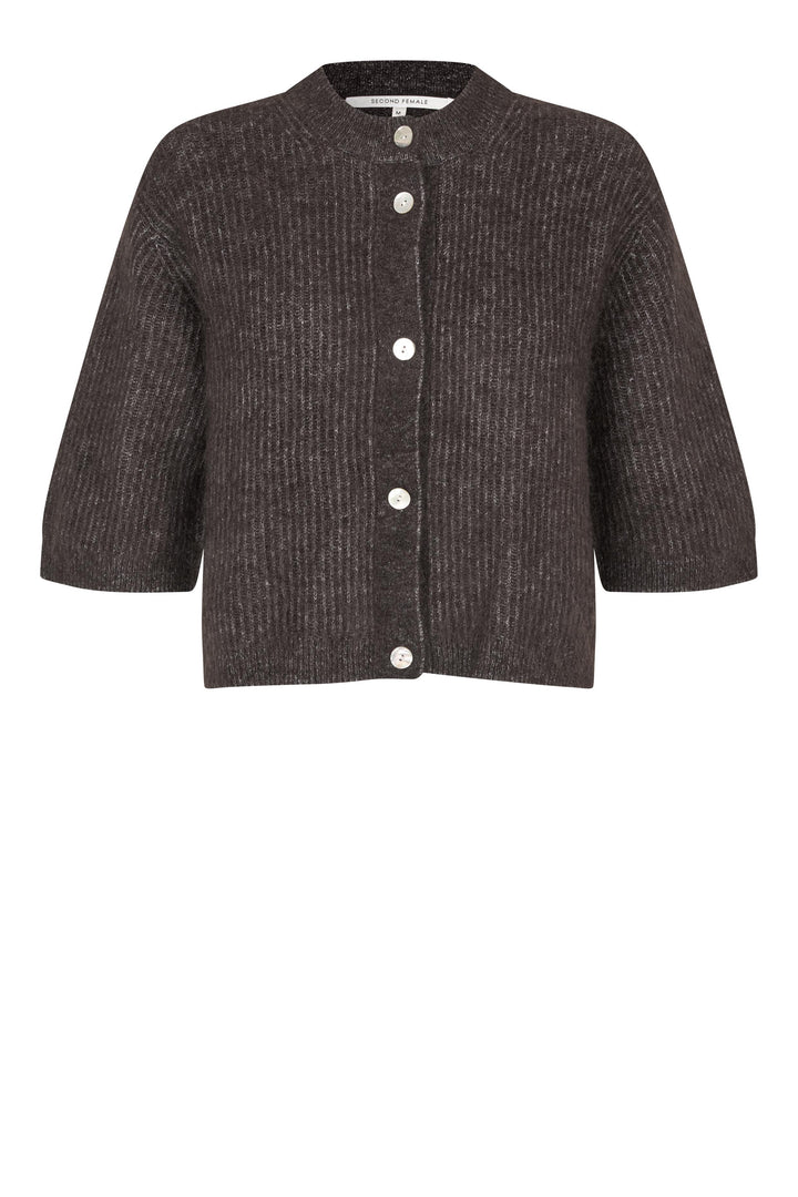 Andrea Knit Rib Cardigan Chocolate Torte