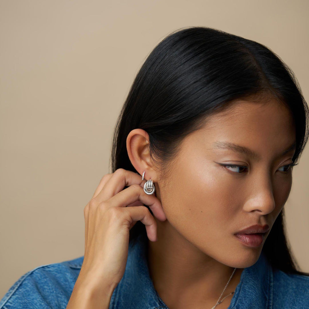 Mini Interlocking Stud Earrings - Silver Silver