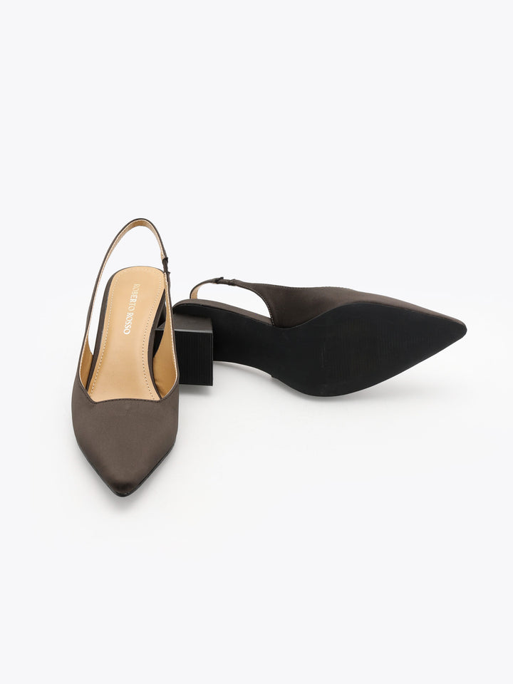 Pia Sling-back Satin Kaffe