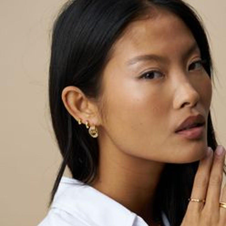 Mini Interlocking Stud Earrings Pale Gold