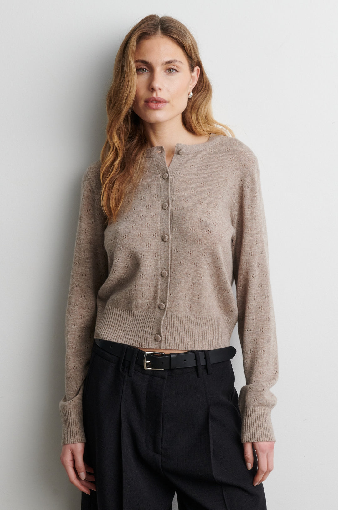 Amala Knit Cardigan Mid Brown Melange