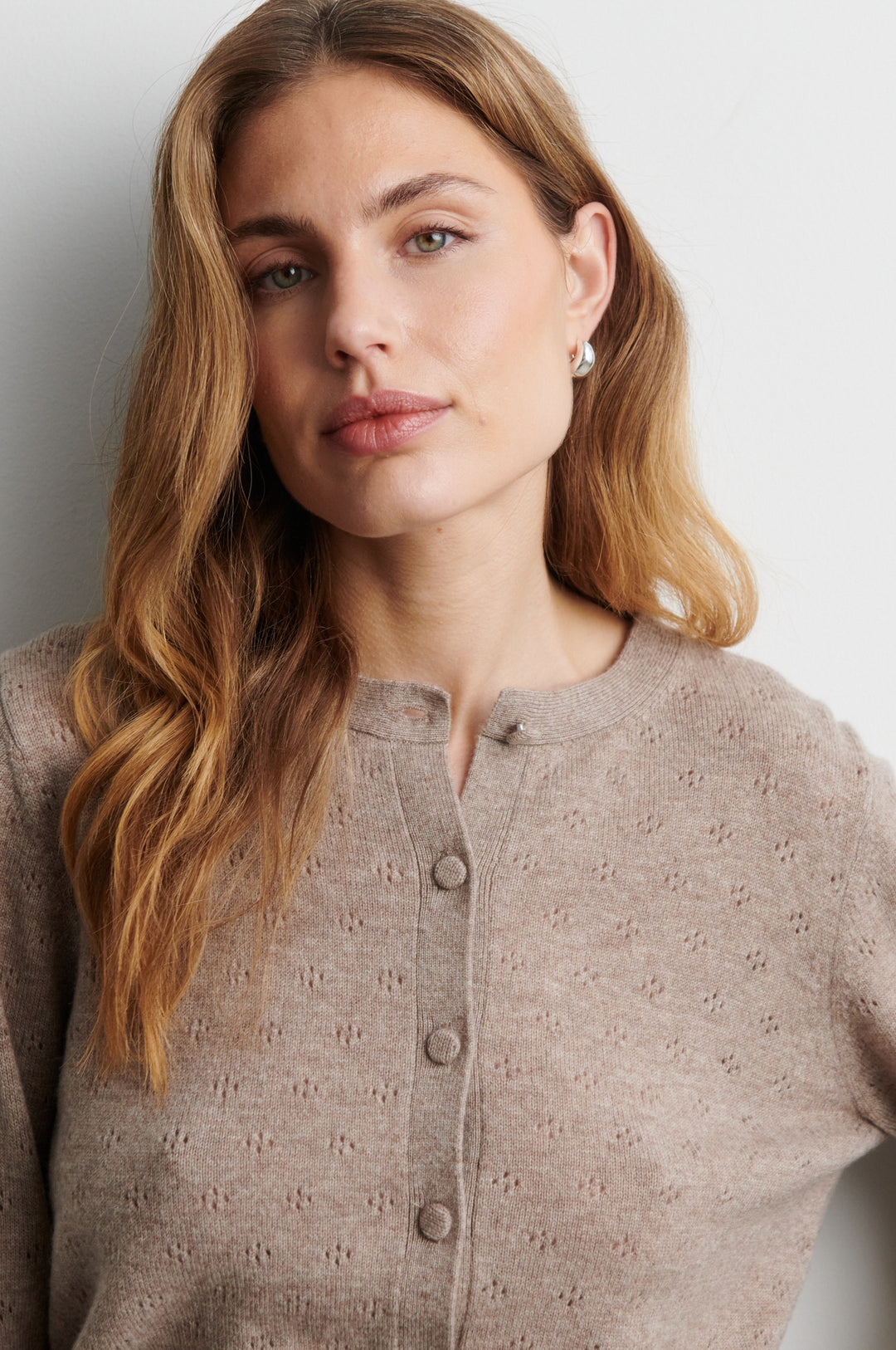 Amala Knit Cardigan Mid Brown Melange
