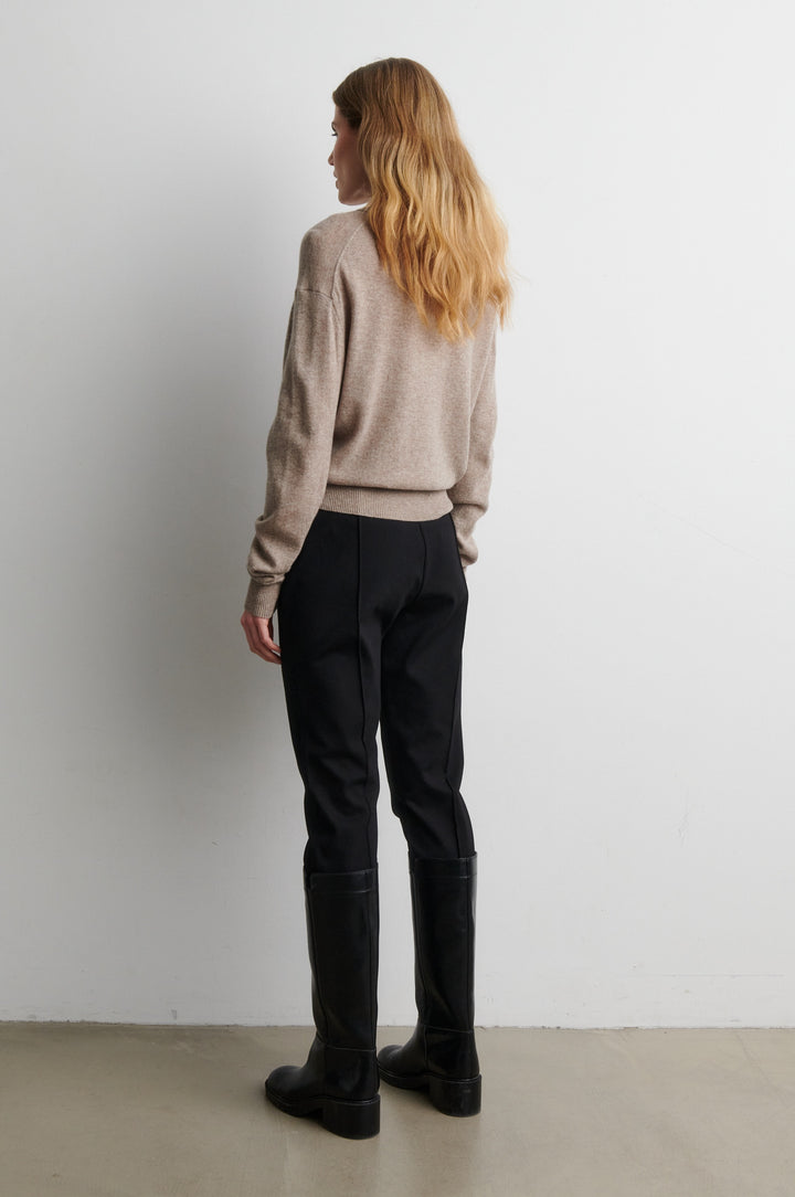 Longo Knit Ls Collar Mid Brown Melange