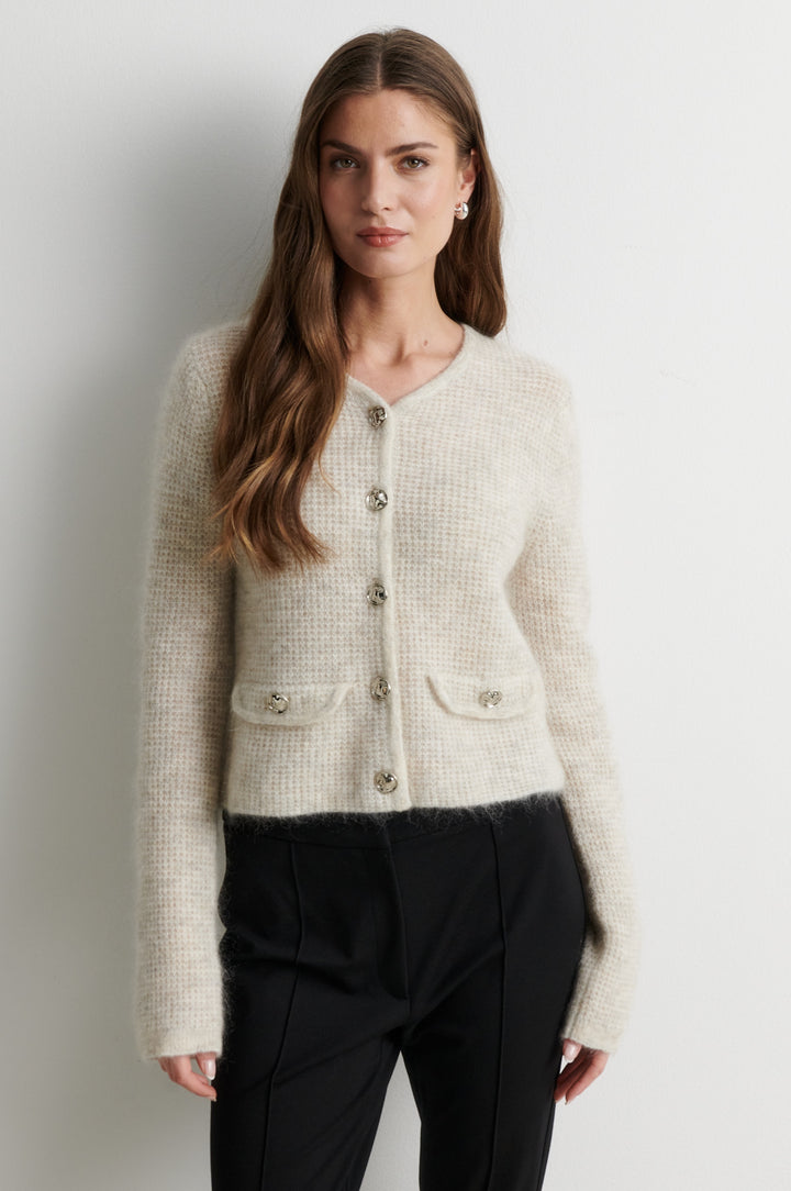 Andrea Knit Structure Cardigan Birch