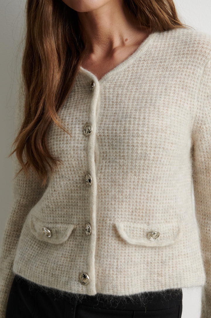 Andrea Knit Structure Cardigan Birch