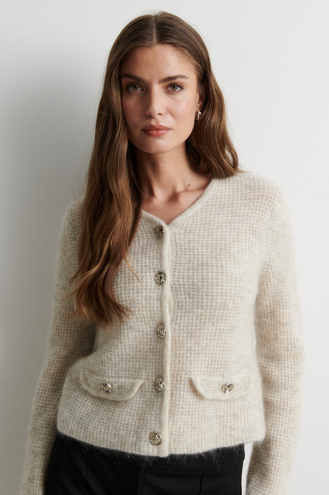 Andrea Knit Structure Cardigan Birch